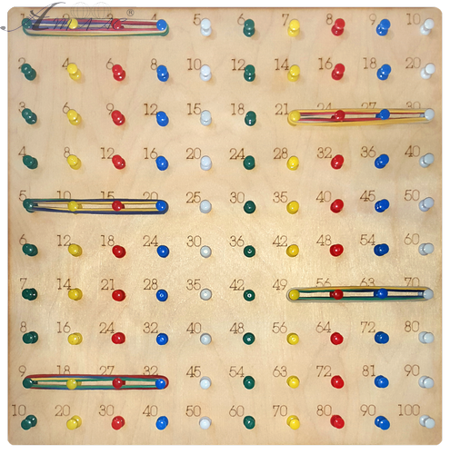 Геоборд или Планшет Математический 30 х 30см с Цифрами, - 100 пластиковых стоек + 30 резинок AS-7150