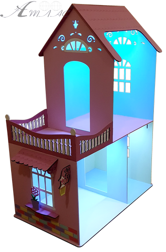 Домик № 4 ( 2 этажа, 3 комнаты, терраса ) - Крашеная фанера + подсветка + пульт + Wi-Fi - 74 х 41 х 87 см AS-4270, BF-004 фото 2 Домик № 4 ( 2 этажа, 3 комнаты, терраса ) - Крашеная фанера + подсветка + пульт + Wi-Fi - 74 х 41 х 87 см AS-4270, BF-004 фото 2