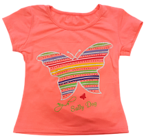 Футболка для дівчинки рожева неонова з метеликом р. 1А-5А мікс 12100
