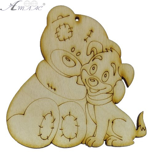 Фигурка фанерная - Песик № 4 с мишкой 80 х 80 мм с магнитом AS-4780, В-0307 Фигурка фанерная - Песик № 4 с мишкой 80 х 80 мм с магнитом AS-4780, В-0307