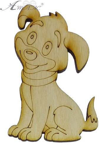 Фігурка фанерна - Песик №  3 радісна дворняга 68 х 48 мм з магнітом AS-4779, В-0306