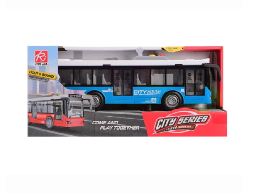 Игрушка Автобус CITY SERIES Синий двери открываются свет звук 28 см  RJ5503