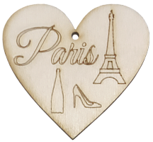 Фігурка фанерна - Серце з Ейфелевою вежею, Мені подобається Париж AS-4704, В-0153