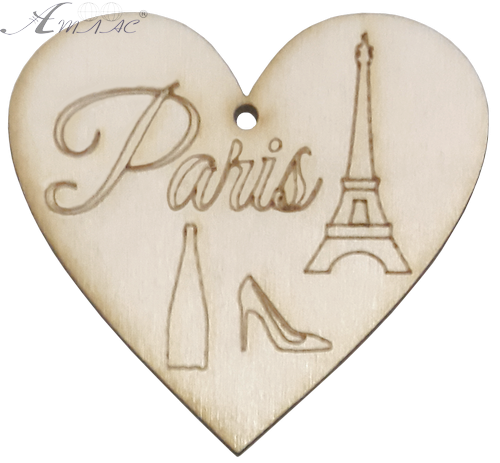 Фигурка фанерная - Сердце с Эйфелевой башней, Мне нравится Париж AS-4704, В-0153