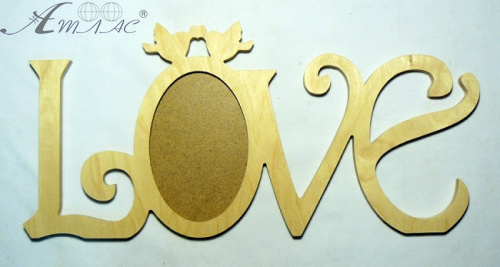 Деревянная Фоторамка "Love" для 1-го фото с птичкой 0530 Деревянная Фоторамка "Love" для 1-го фото с птичкой 0530