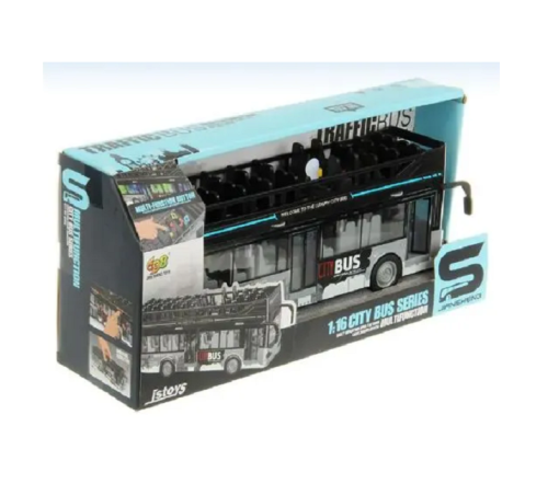 Игрушка Автобус кабрио двухэтажный серый 28 см  JS-122A фото 2