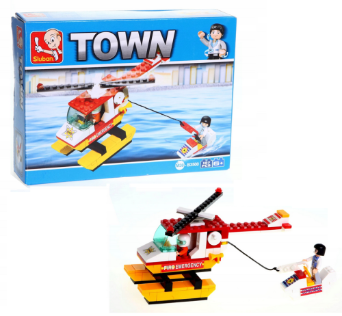 Игрушка Конструктор Пожарный вертолет Town 107 деталей  M38-B3500