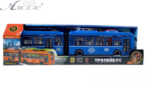 Игрушка Машинка АвтоЭксперт Троллейбус-гармошка Синий со светом дверь открывается 40 см 26487 Игрушка Машинка АвтоЭксперт Троллейбус-гармошка Синий со светом дверь открывается 40 см 26487