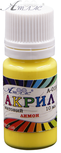 Фарба акрилова Атлас 10 мл - Лимонна жовта AS-1108, А-018