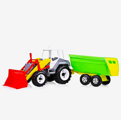 Игрушка Трактор с ковшом и прицепом 66 см пластик Орион  242 фото 2