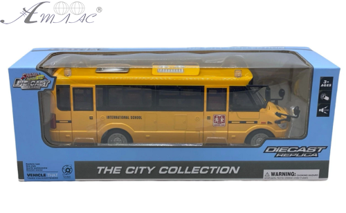 Іграшка Автобус Шкільний DieCast Replska 23см двері світло звук  671