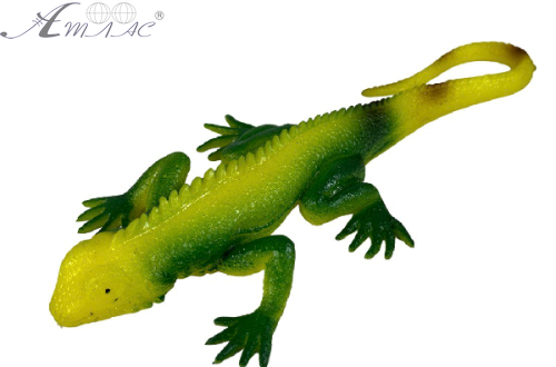 Іграшка Силіконова тягнучка Ящірка середня жовто - зелена  06921