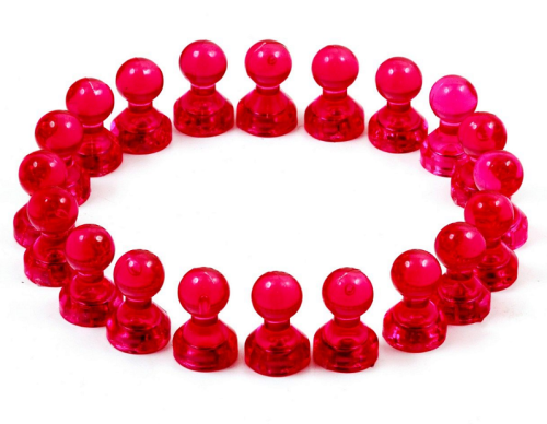 Магнит неодимимовый Пешка прозрачный для доски 16х11мм 1шт Малиновый  08012 фото 2