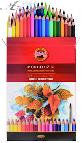 Олівці акварельні K-I-N Mondeluz шестигранні, 36 кольорів, 3719