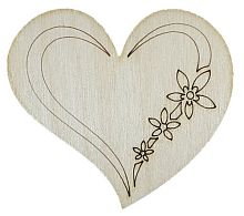 Фігурка фанерна - Серце з трьома квітками 7 х 6,5 см AS-4728, В-0284
