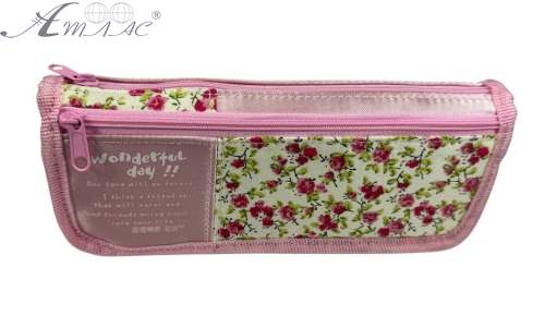 Пенал шкільний косметичка 2 відділення в квіточках  J-8261 фото 3