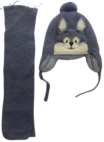 Шапочка в'язана для хлопчика, Amal із шарфом, р.2 синя 15824 Шапочка в'язана для хлопчика, Amal із шарфом, р.2 синя 15824