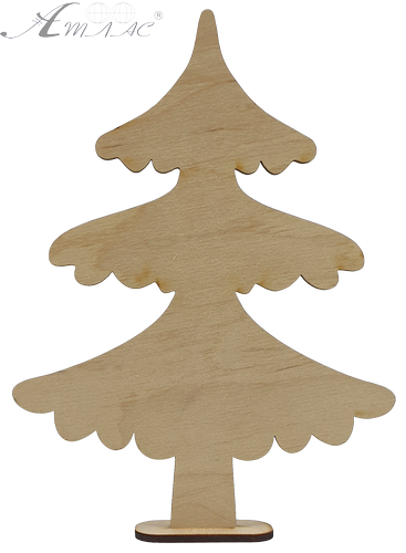 Фігурка фанерна - Ялинка велика засніжена на підставці 18 см  AS-4641
