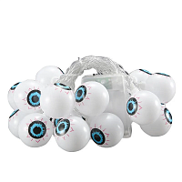 Іграшка прикол Гірлянда на Хелловін Очі 150см 10шт d=4см Білий на батарейках  11199