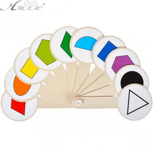 Віяло Геометрічні фігури та кольори, білий пластик AS-0009, К-5375