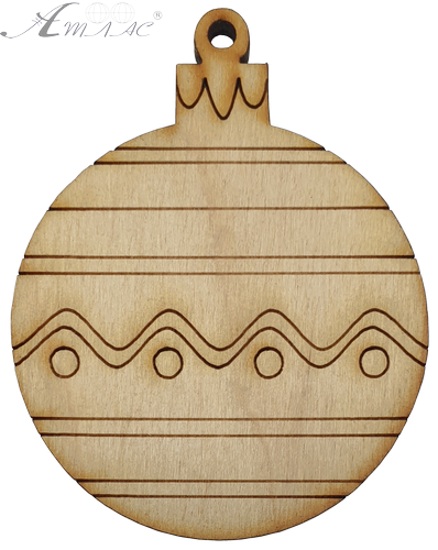 Фігурка фанерна - Ялинкова куля смугаста 7,5 х 6 см AS-4764, В-0105
