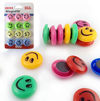 Магниты 20мм Смайл  12шт цветные круглые  921486