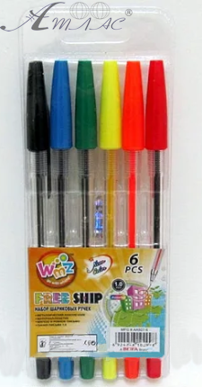 Ручка шариковая набор 6 цветов 607, 21210-10, 014215