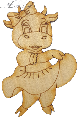 Фігурка фанерна - Корова або Бик № 2 Дівчинка у спідниці 5 х 7,5 см + магніт AS-4515 Фігурка фанерна - Корова або Бик № 2 Дівчинка у спідниці 5 х 7,5 см + магніт AS-4515