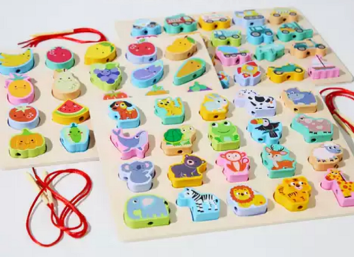 Игрушка Деревянная Рамка - сортер и шнуровка микс  WD13027 фото 2