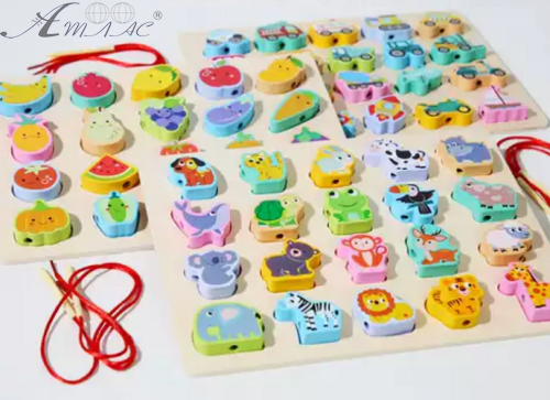 Іграшка Дерев'яна Рамка - сортер та шнурівка мікс  WD13027 фото 2