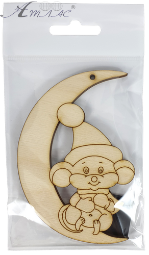 Фигурка фанерная - Мышонок № 24 на полумесяце 74 х 100 мм AS-4848, В-0406 фото 2 Фигурка фанерная - Мышонок № 24 на полумесяце 74 х 100 мм AS-4848, В-0406 фото 2