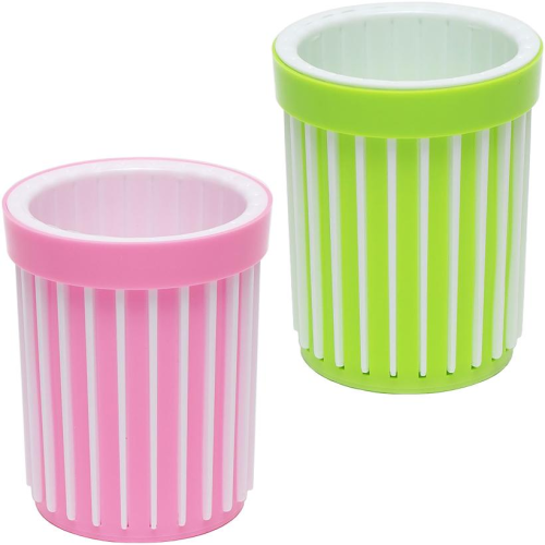 Стакан для ручек двойной круглый 8*10см пластик  07588