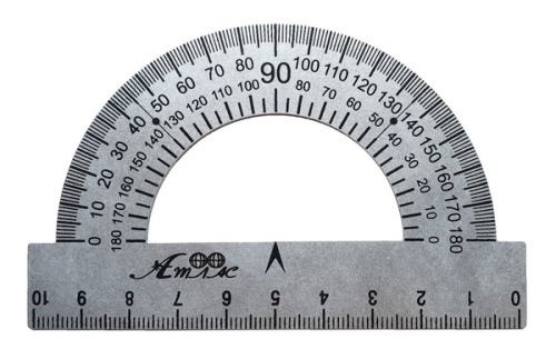 Транспортир металлический 0,4 мм твердый  AS-0245
