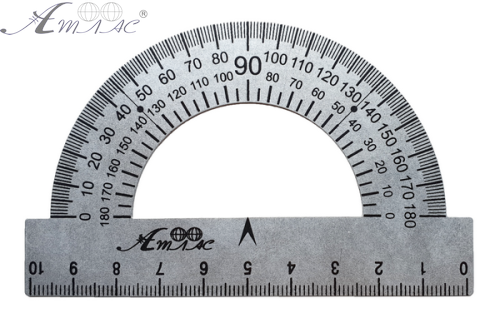 Транспортир металевий 0,4 мм твердий  AS-0245