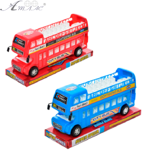 Игрушка Автобус кабрио двухэтажный  Синий 28 см  018-56