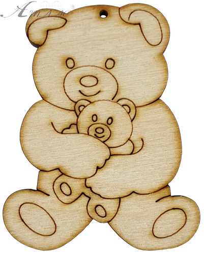 Фігурка фанерна - Ведмедик з малим у лапах 6,9 см AS-4683, В-0251 Фігурка фанерна - Ведмедик з малим у лапах 6,9 см AS-4683, В-0251