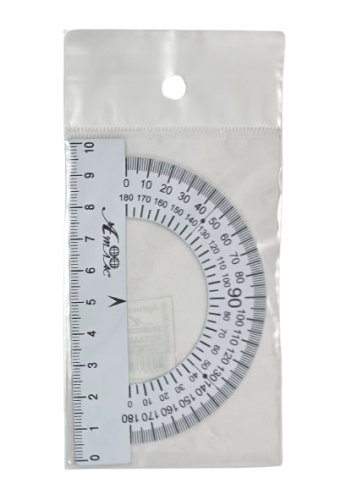 Транспортир металлический БЕЛЫЙ 0,4мм твердый 10 см  AS-0673 фото 3