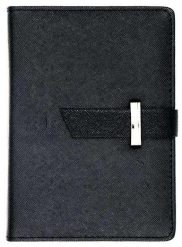 Блокнот на застежке ЧГ 135 х 180 мм кожзаменитель, рифленый, черный 08-N28-32, 118170