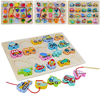 Іграшка Дерев'яна Рамка - сортер та шнурівка мікс  WD13027
