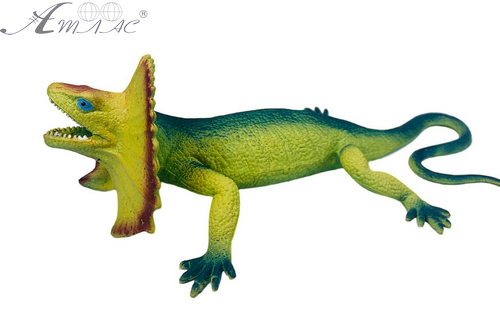 Іграшка Силіконова тягнучка Ящірка Велика зелена з жовтою гривою  12688 фото 2