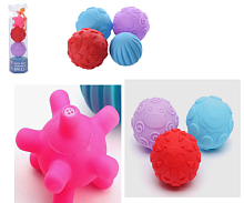 Іграшка Набір тактильних м'ячиків 4 шт. у тубі ХС2045-3