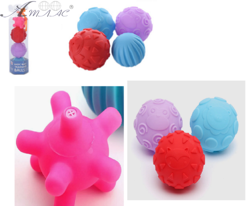 Іграшка Набір тактильних м'ячиків 4 шт. у тубі ХС2045-3