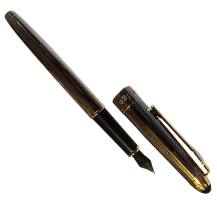 Ручка чорнильна De Cambr FP165-2 сталева луска з золотими вставками