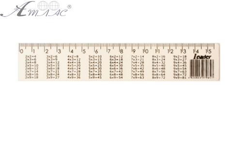Линейка 15 см Таблица умножения пластик  16019