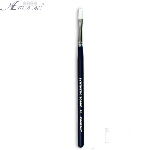 Пензлик синтетичний плоский Synt.Toray № 10 чорний, товста ручка 18 см 1212