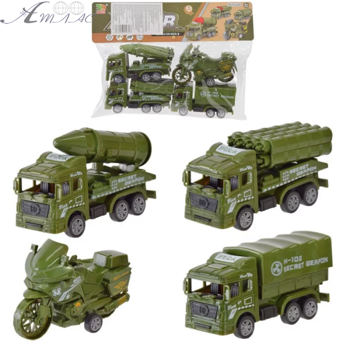 Игрушка Набор военной техники 3 машины и мотоцикл BQ600-4