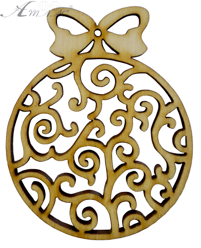 Фігурка фанерна - Ялинкова куля ажурна із бантом AS-4762, В-0418