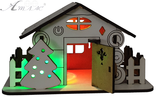 Домик с подсветкой № 15/1 свет - Быстрое трехцветное переключение, сенсорный выключатель, МДФ AS-5523, Е-022 Домик с подсветкой № 15/1 свет - Быстрое трехцветное переключение, сенсорный выключатель, МДФ AS-5523, Е-022