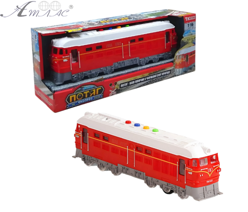 Іграшка Поїзд тепловоз червоний світло звук 34 см  94308