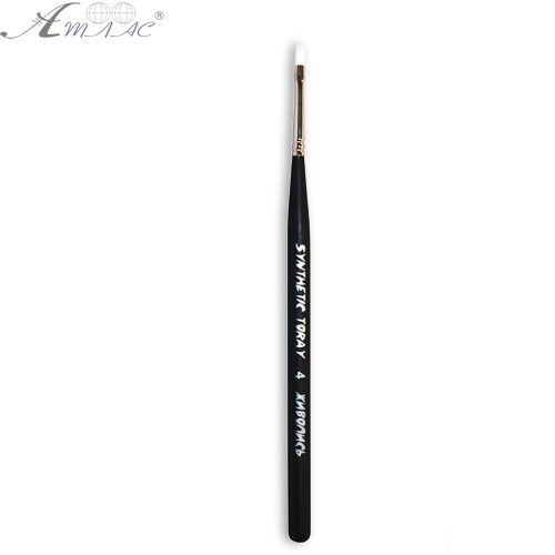 Кисть синтетическая плоская Synt.Toray № 4 черная, толстая ручка 18 см 1212 Кисть синтетическая плоская Synt.Toray № 4 черная, толстая ручка 18 см 1212